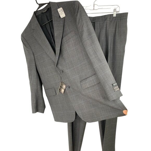 NWT Jos A Bank Travelers Gordon Black Plaid Wool Suit 42R / 37 RY10371 $695 - Picture 9 of 16